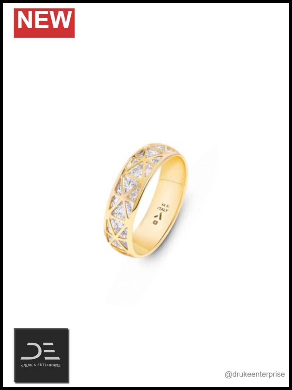 14K Two-Tone Gold Statement Ring Women Bands Yellow White